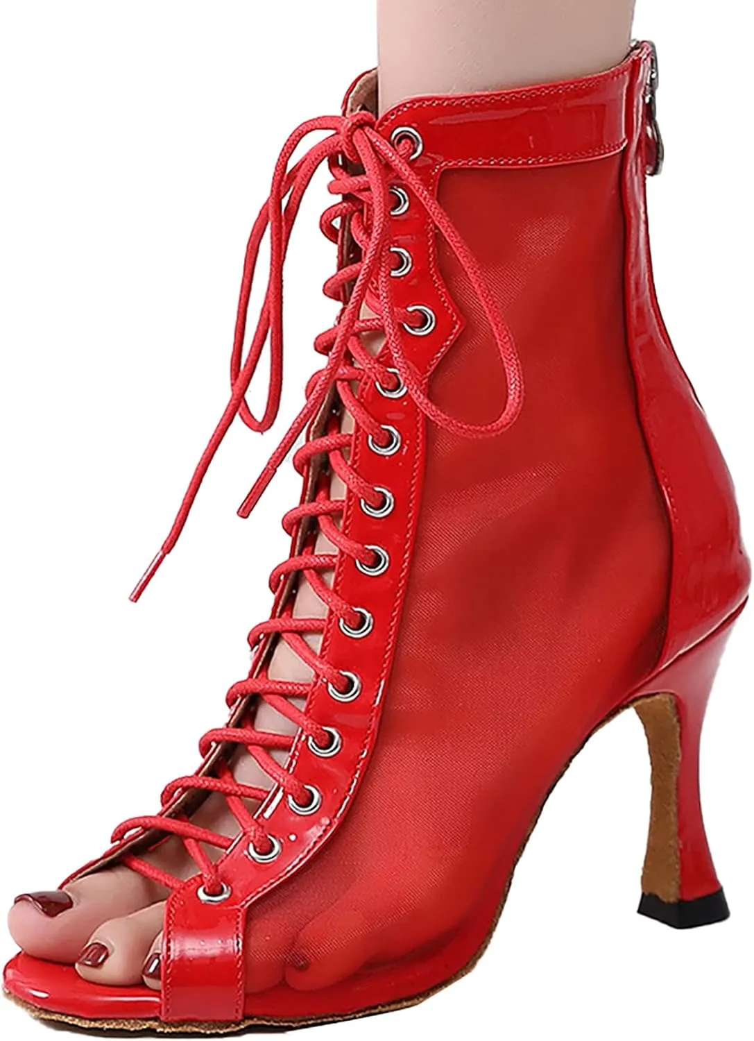 Womens Latin Dance Shoes Performance Professional Ballroom Salsa Dancing Shoes Wedding Party Boots Practice Boots