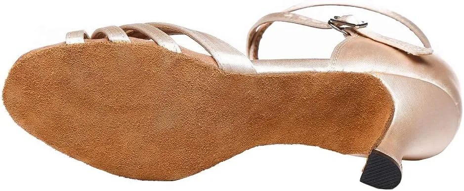 Women's Latin Dance Shoes Satin Ballroom Salsa Professional Practice Performance Dance Shoes,Model L351