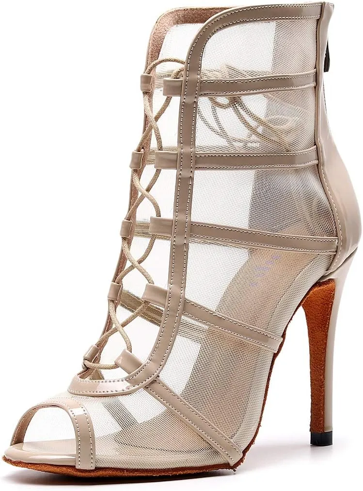 Women's Latin Dance Shoes with Straps Dance Shoes high Heel 10cm 4 inch Suede Bottom