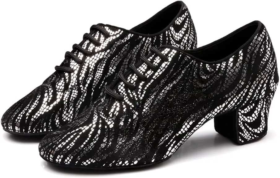 Women's Latin Practice Dance Shoes Close Toe Lace Up Modern Ballroom Salsa Tango Performance Dance Shoes,Model WDL-K4