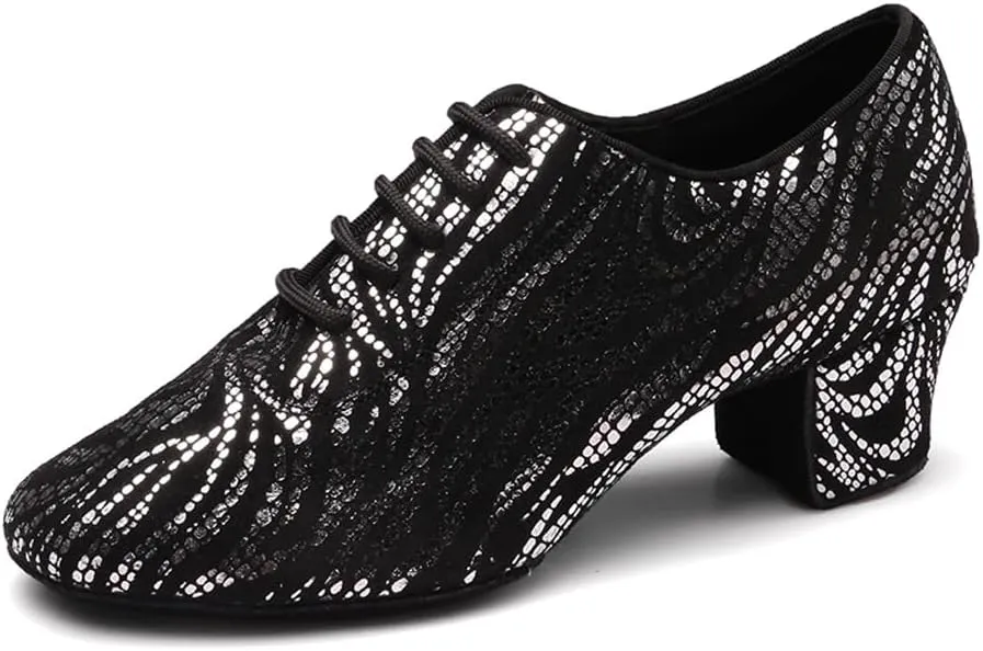 Women's Latin Practice Dance Shoes Close Toe Lace Up Modern Ballroom Salsa Tango Performance Dance Shoes,Model WDL-K4