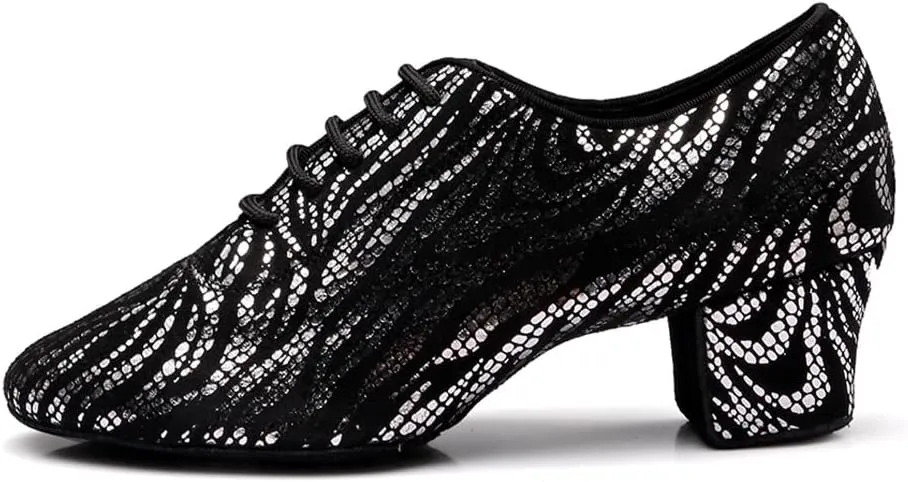 Women's Latin Practice Dance Shoes Close Toe Lace Up Modern Ballroom Salsa Tango Performance Dance Shoes,Model WDL-K4