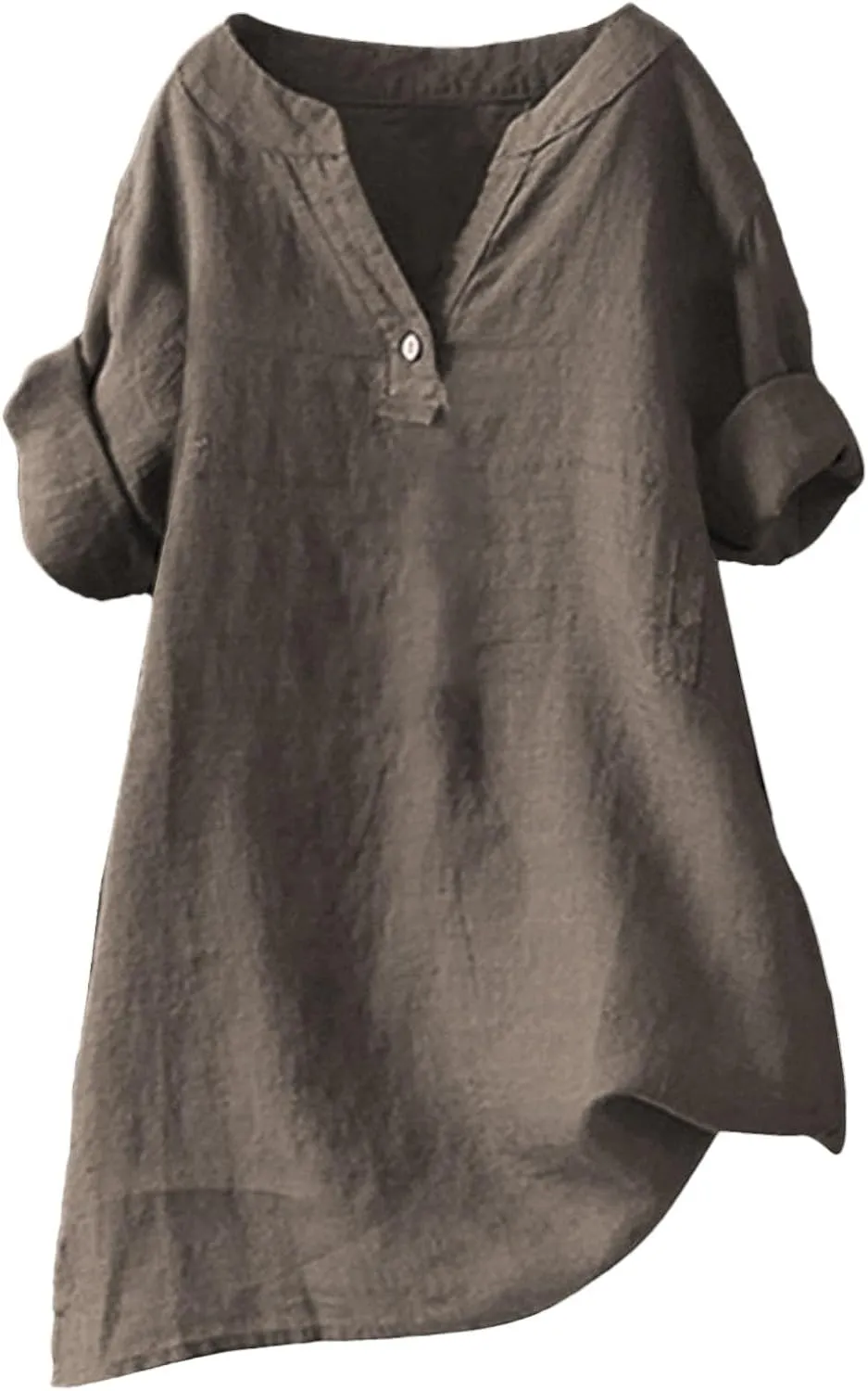 Womens Linen Button Down Shirts V Neck Short Sleeve Oversized Boyfriend Solid Tops Work Blouses Casual Dressy Tunics