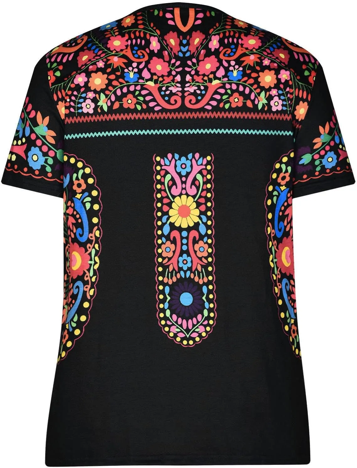 Women's Mexican Embroidered Shirt Ladies Ethnic Style Tops Summer Short Sleeve Boho Floral Print Tunics Blouse