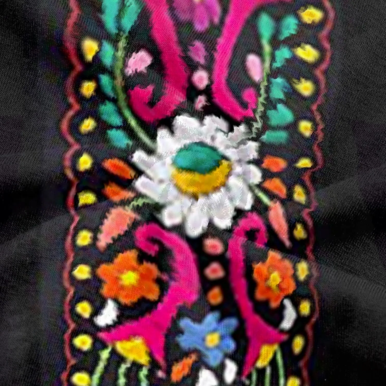 Women's Mexican Embroidered Shirt Ladies Ethnic Style Tops Summer Short Sleeve Boho Floral Print Tunics Blouse