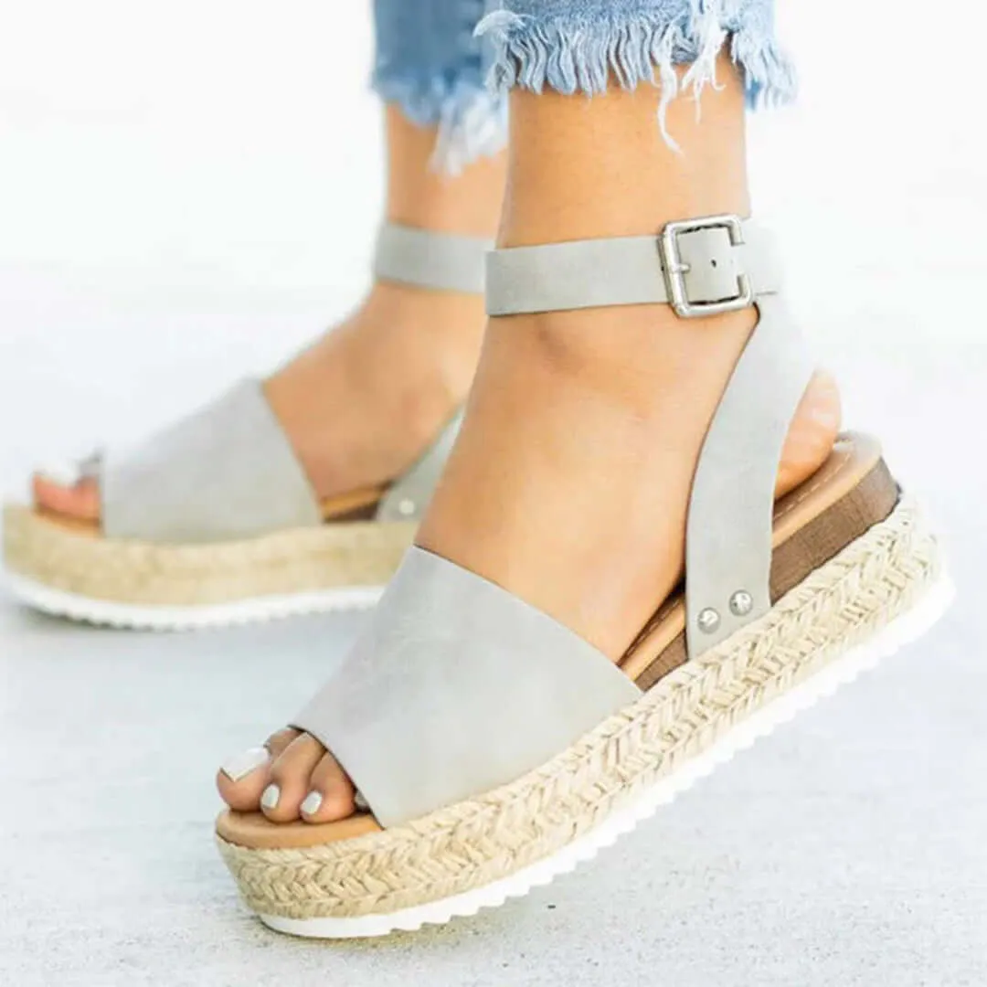 Women's Platform Espadrille Sandals with Ankle Strap