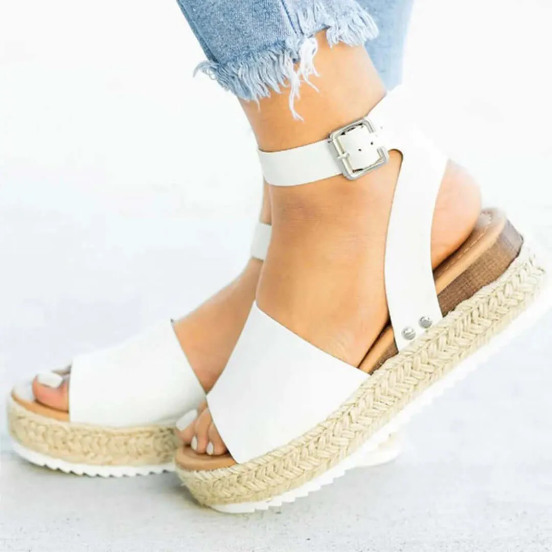 Women's Platform Espadrille Sandals with Ankle Strap