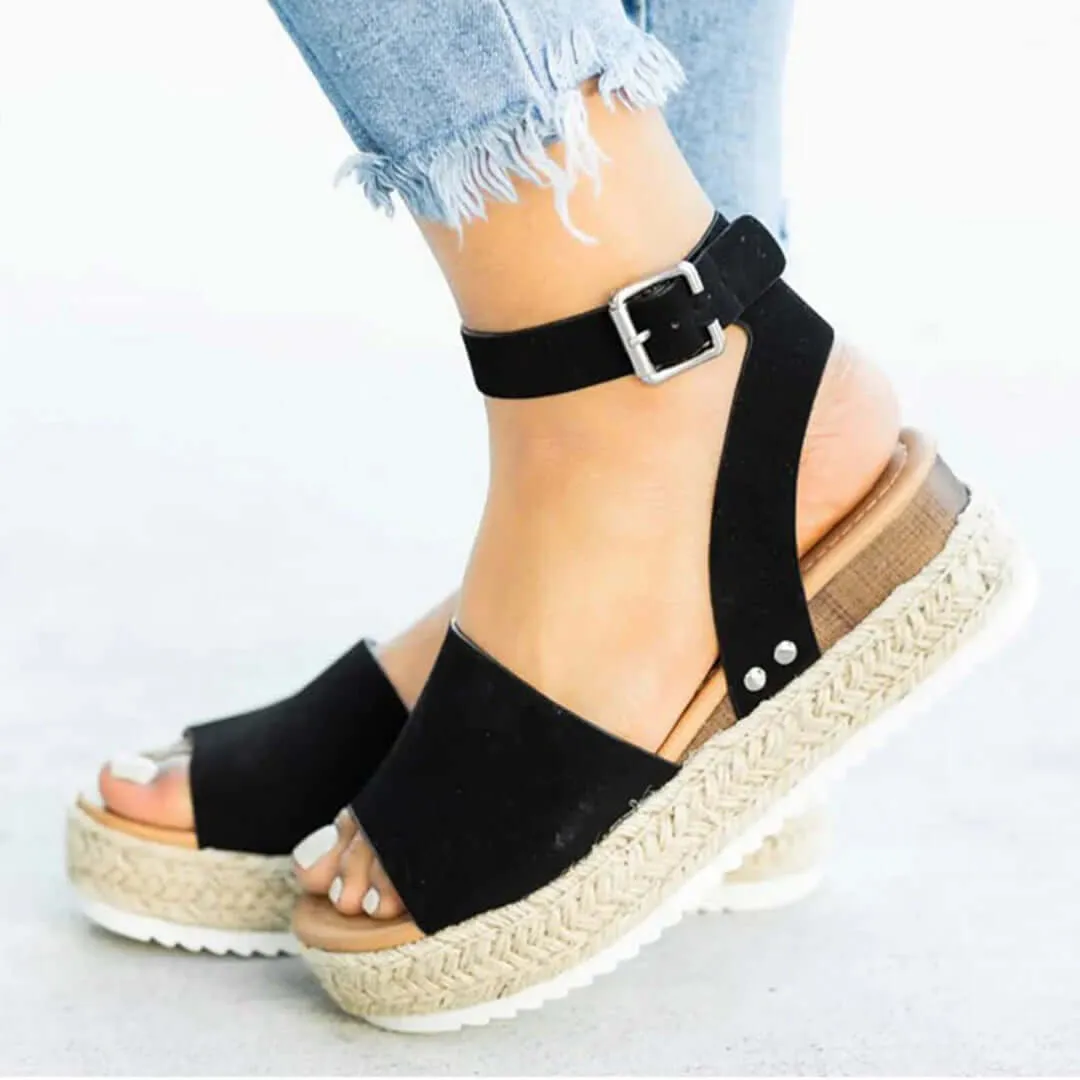 Women's Platform Espadrille Sandals with Ankle Strap