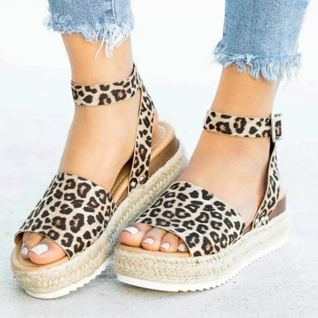 Women's Platform Espadrille Sandals with Ankle Strap