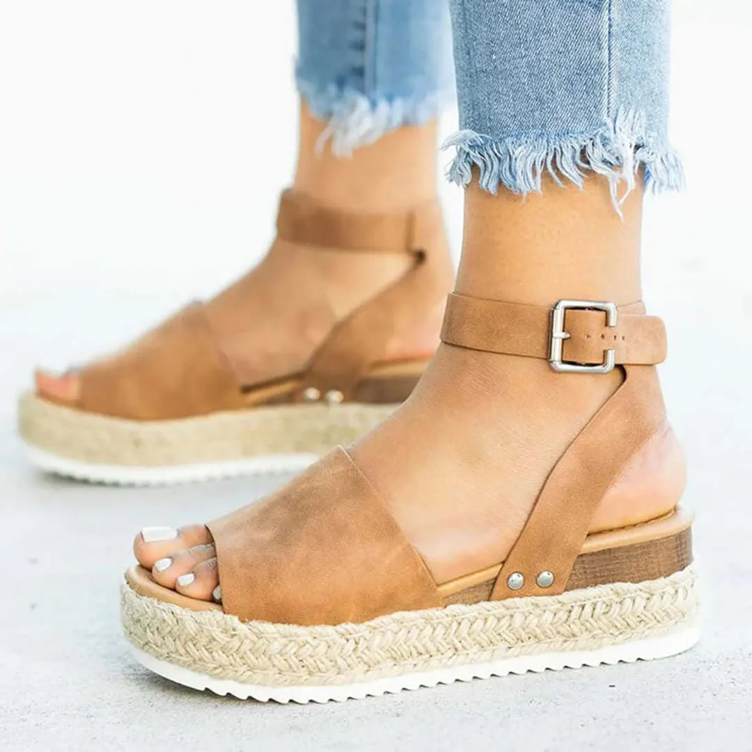 Women's Platform Espadrille Sandals with Ankle Strap