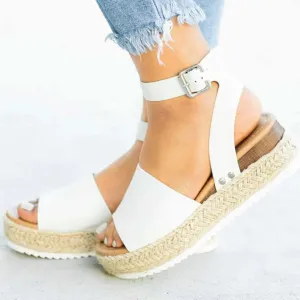 Women's Platform Espadrille Sandals with Ankle Strap