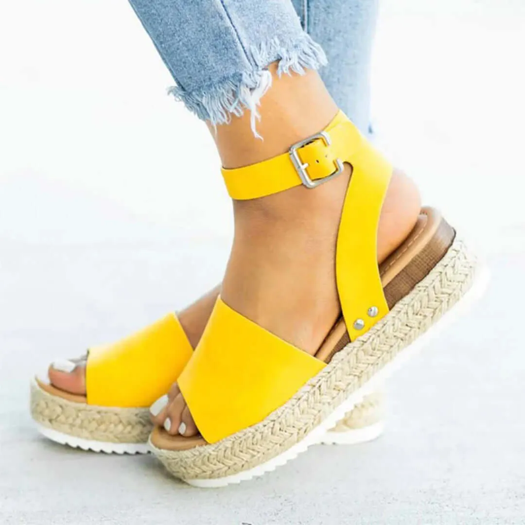 Women's Platform Espadrille Sandals with Ankle Strap