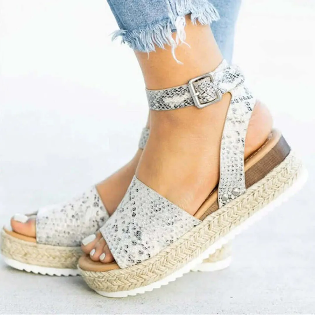 Women's Platform Espadrille Sandals with Ankle Strap
