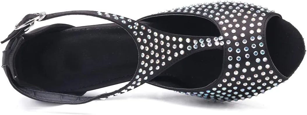 Women's Rhinestone Ballroom Dance Shoes Latin Salsa Performance Wedding Dance Shoes for 1920s