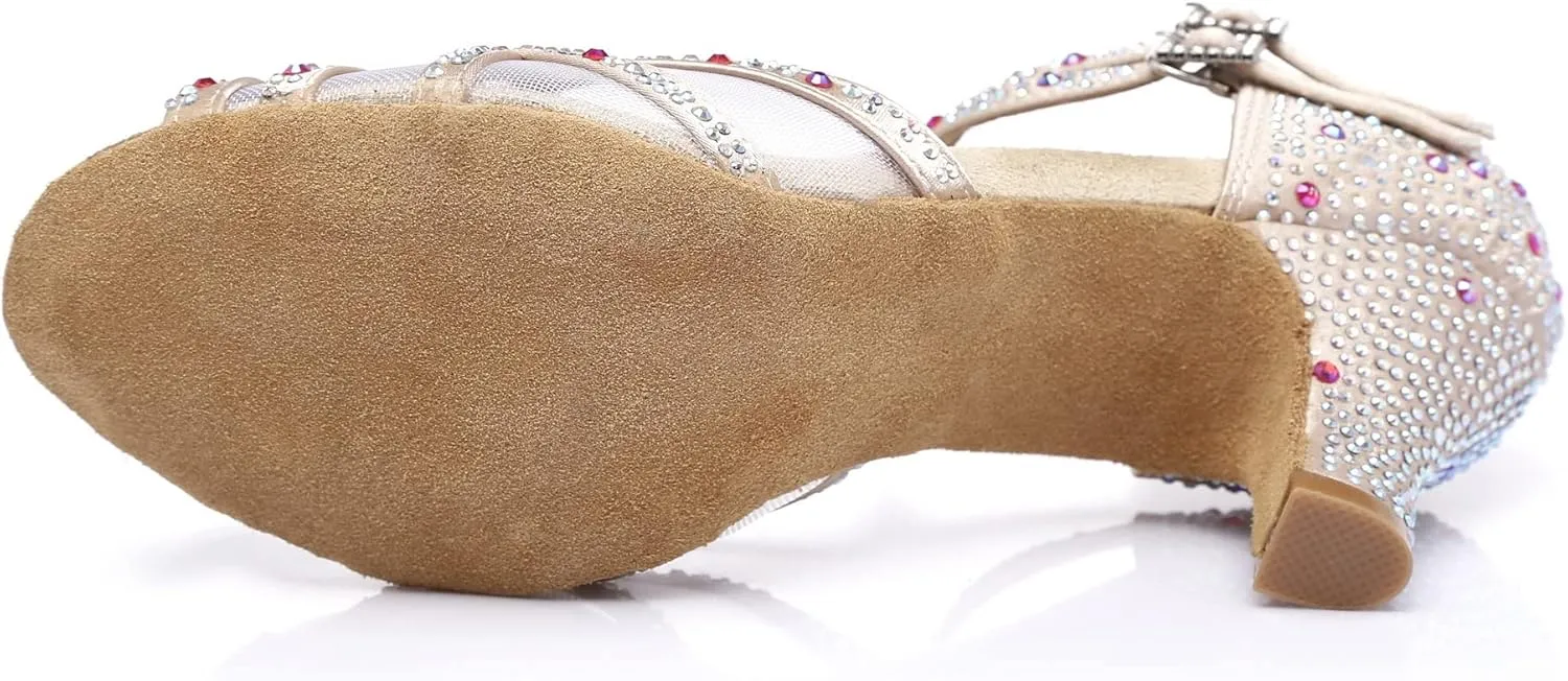 Women's Rhinestone Ballroom Dance Shoes Latin Salsa Performance Wedding Party 1920s Dance Shoes