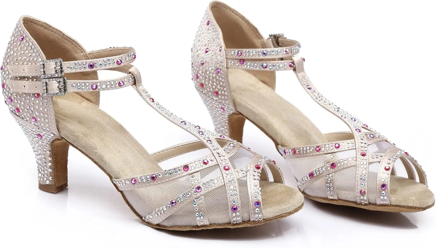 Women's Rhinestone Ballroom Dance Shoes Latin Salsa Performance Wedding Party 1920s Dance Shoes