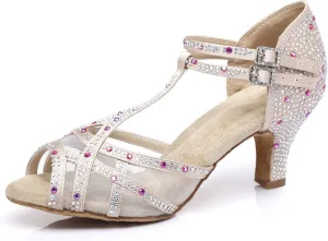 Women's Rhinestone Ballroom Dance Shoes Latin Salsa Performance Wedding Party 1920s Dance Shoes