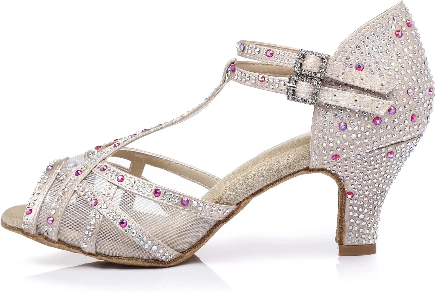 Women's Rhinestone Ballroom Dance Shoes Latin Salsa Performance Wedding Party 1920s Dance Shoes