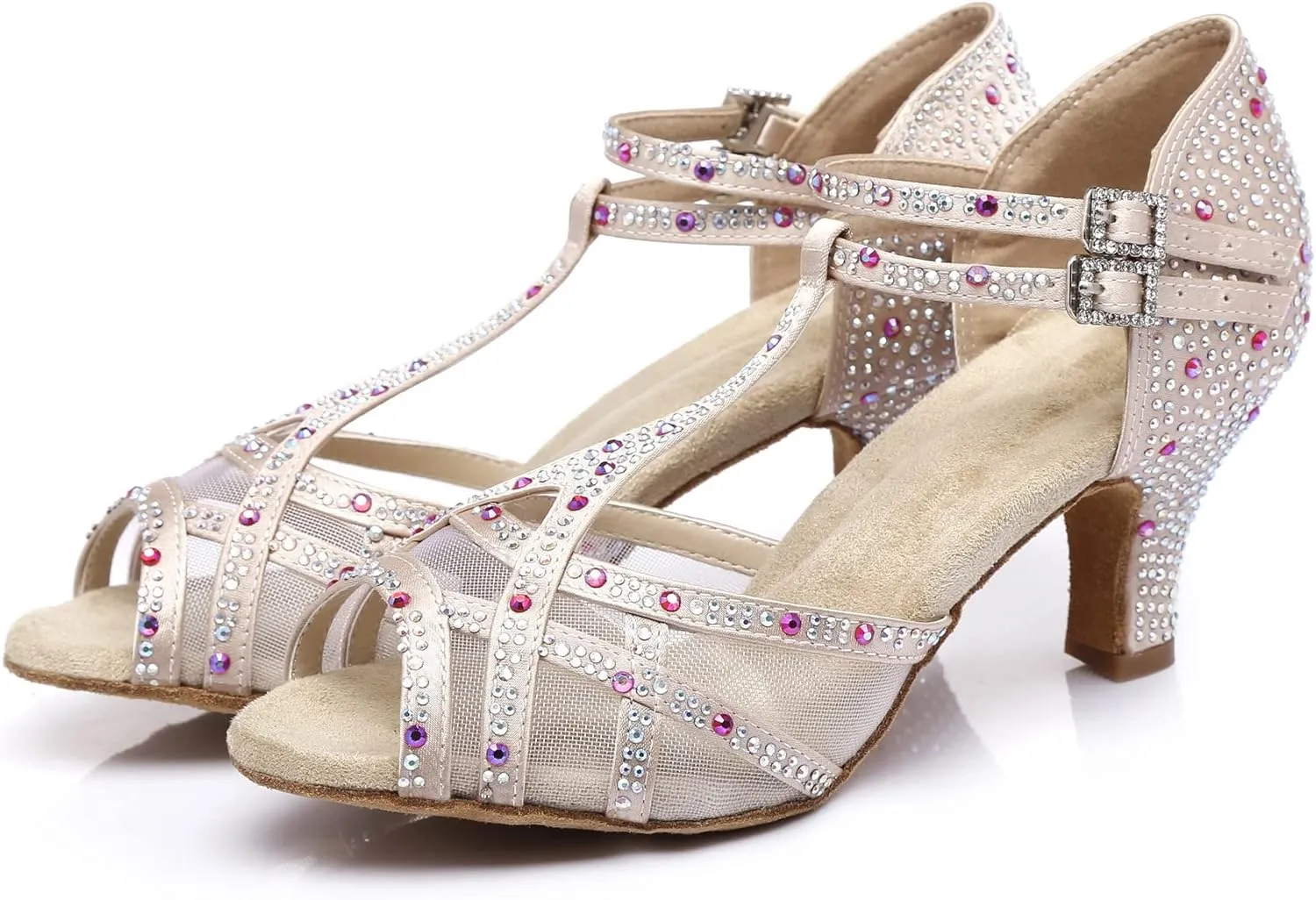 Women's Rhinestone Ballroom Dance Shoes Latin Salsa Performance Wedding Party 1920s Dance Shoes