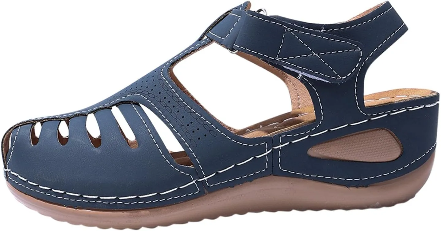 Womens Sandals Wedge Shoes Comfortable Ankle Strap Closed Toe Summer Platform Sandals Casual Bohemi Outdoor Wedges
