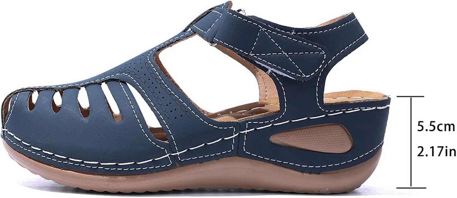 Womens Sandals Wedge Shoes Comfortable Ankle Strap Closed Toe Summer Platform Sandals Casual Bohemi Outdoor Wedges
