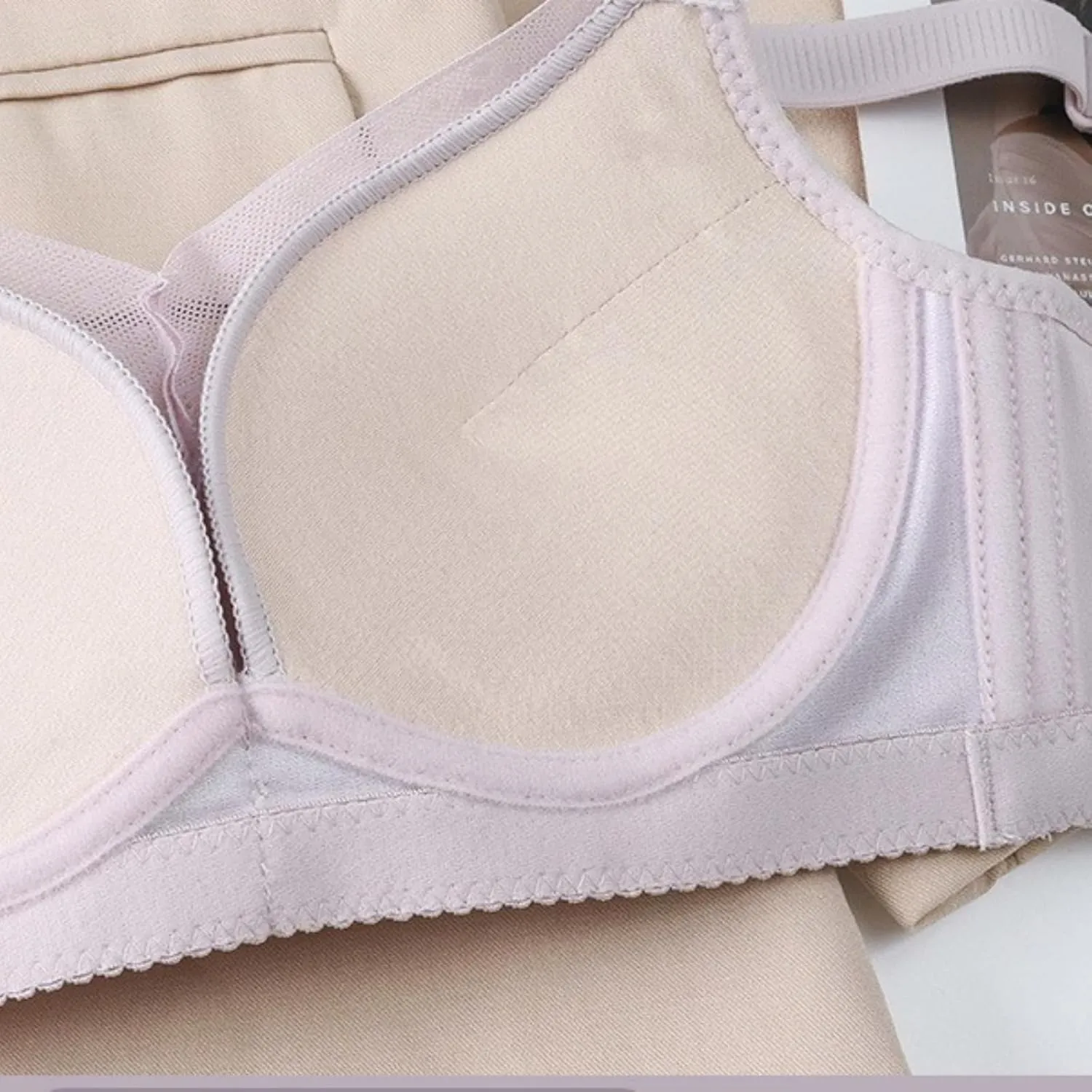 Women's Small Breasts in Thick Flower lace Full Cup Without Steel Ring Bra Gathered Anti-Sagging Shoulder Back Adjustable Bra
