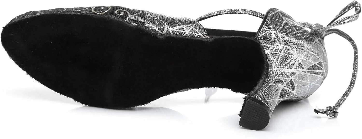 Women's Suede Sole Ballroom Dance Shoes Latin Salsa Glitter Performance Dance Shoes for 1920s