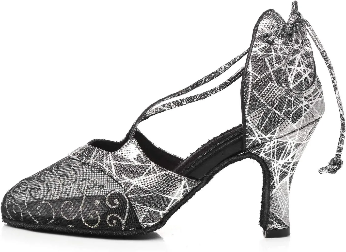 Women's Suede Sole Ballroom Dance Shoes Latin Salsa Glitter Performance Dance Shoes for 1920s