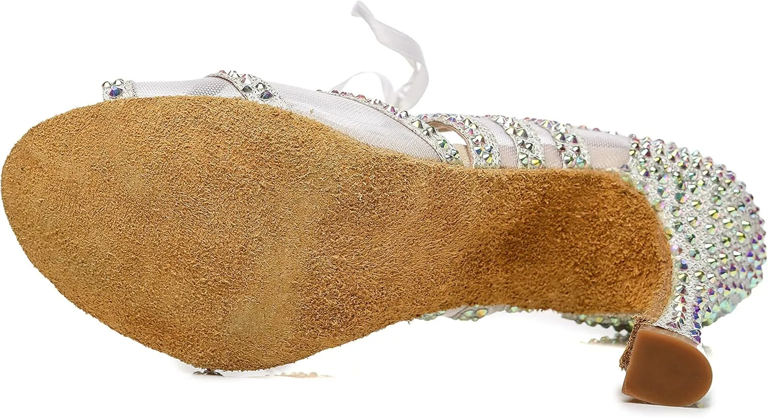 Women's Suede Sole Ballroom Dance Shoes Latin Salsa Glitter Performance Dance Shoes for 1920s
