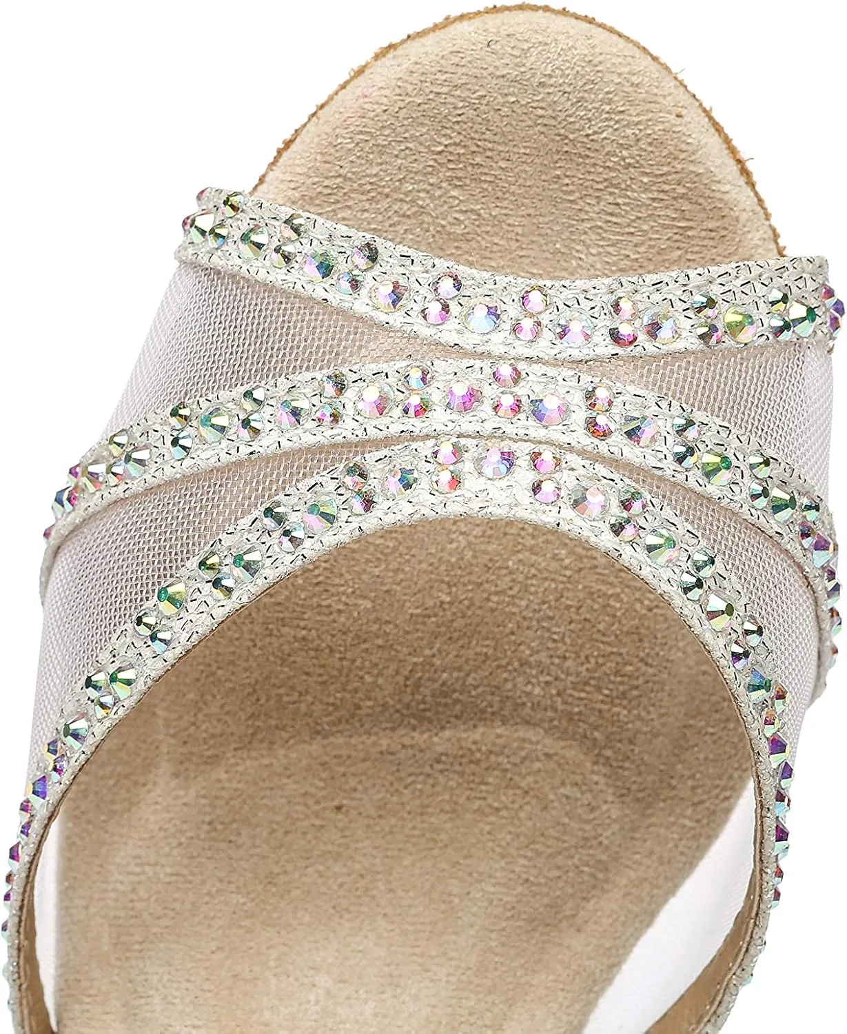 Women's Suede Sole Ballroom Dance Shoes Latin Salsa Glitter Performance Dance Shoes for 1920s