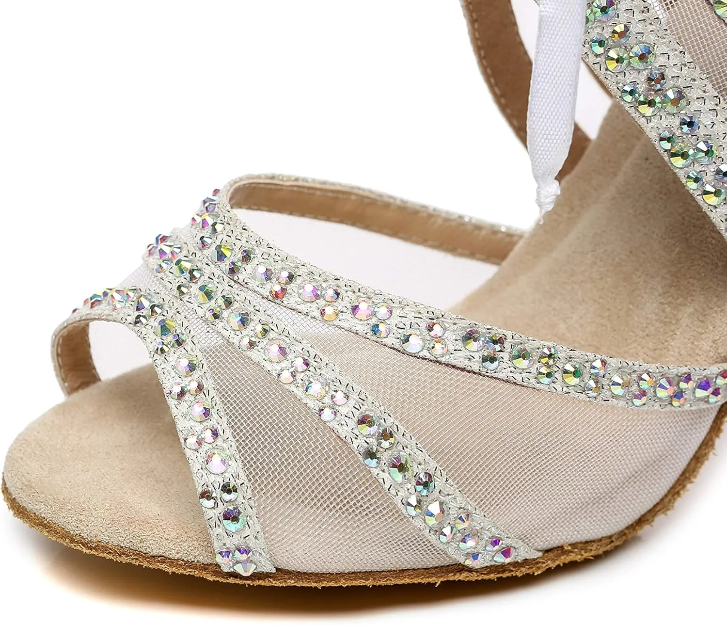 Women's Suede Sole Ballroom Dance Shoes Latin Salsa Glitter Performance Dance Shoes for 1920s