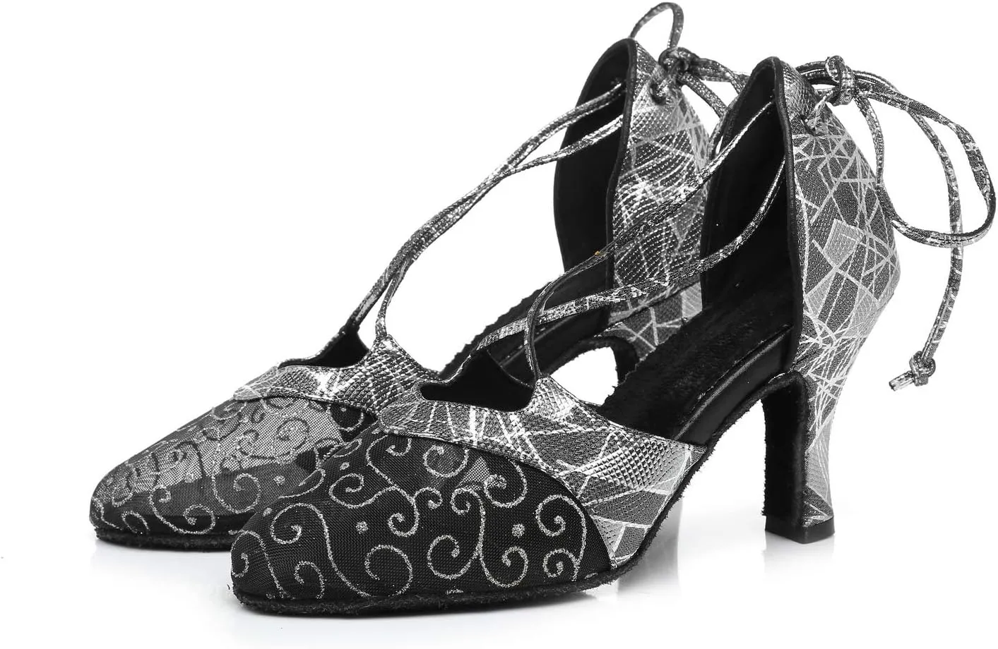 Women's Suede Sole Ballroom Dance Shoes Latin Salsa Glitter Performance Dance Shoes for 1920s