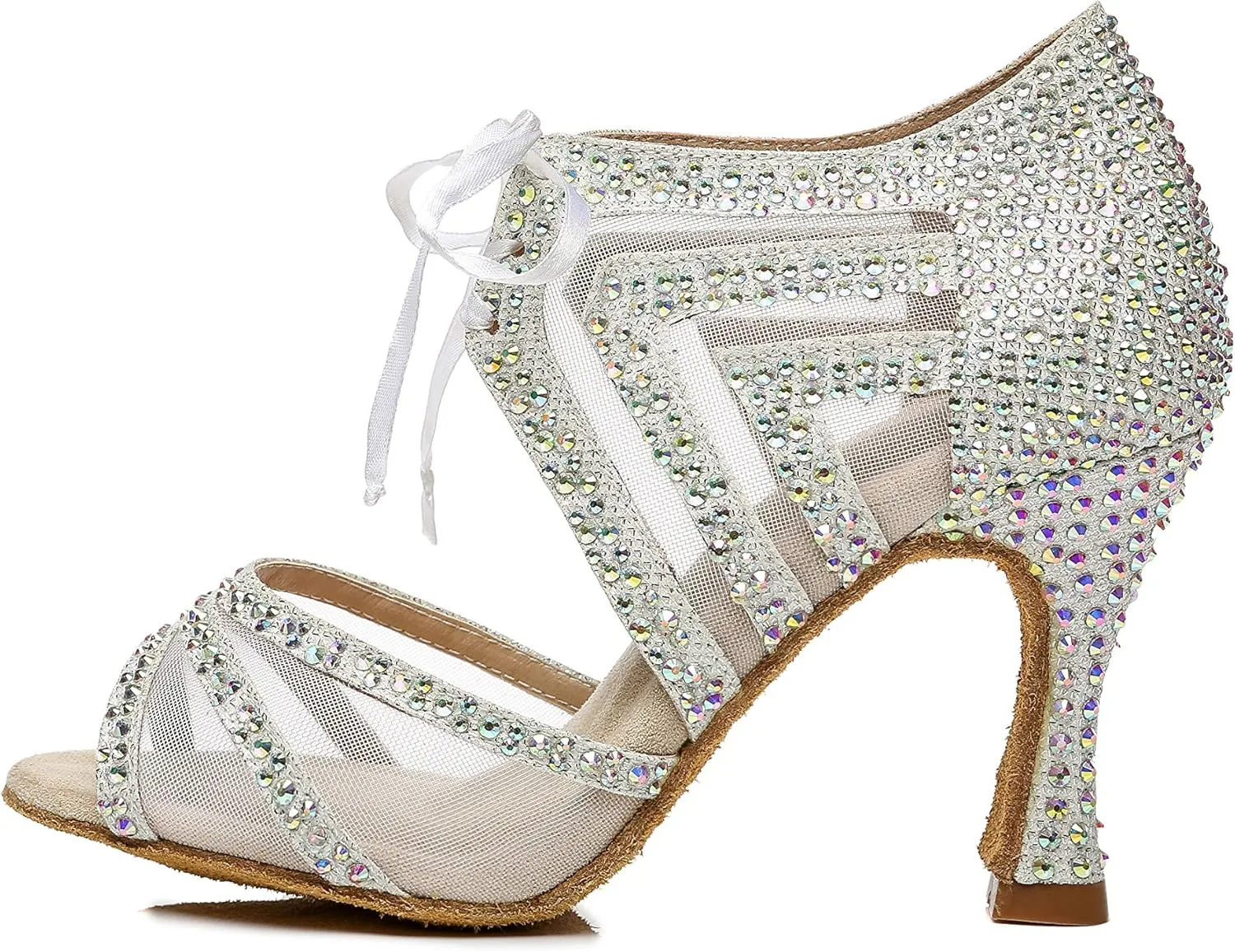 Women's Suede Sole Ballroom Dance Shoes Latin Salsa Glitter Performance Dance Shoes for 1920s