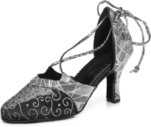 Women's Suede Sole Ballroom Dance Shoes Latin Salsa Glitter Performance Dance Shoes for 1920s