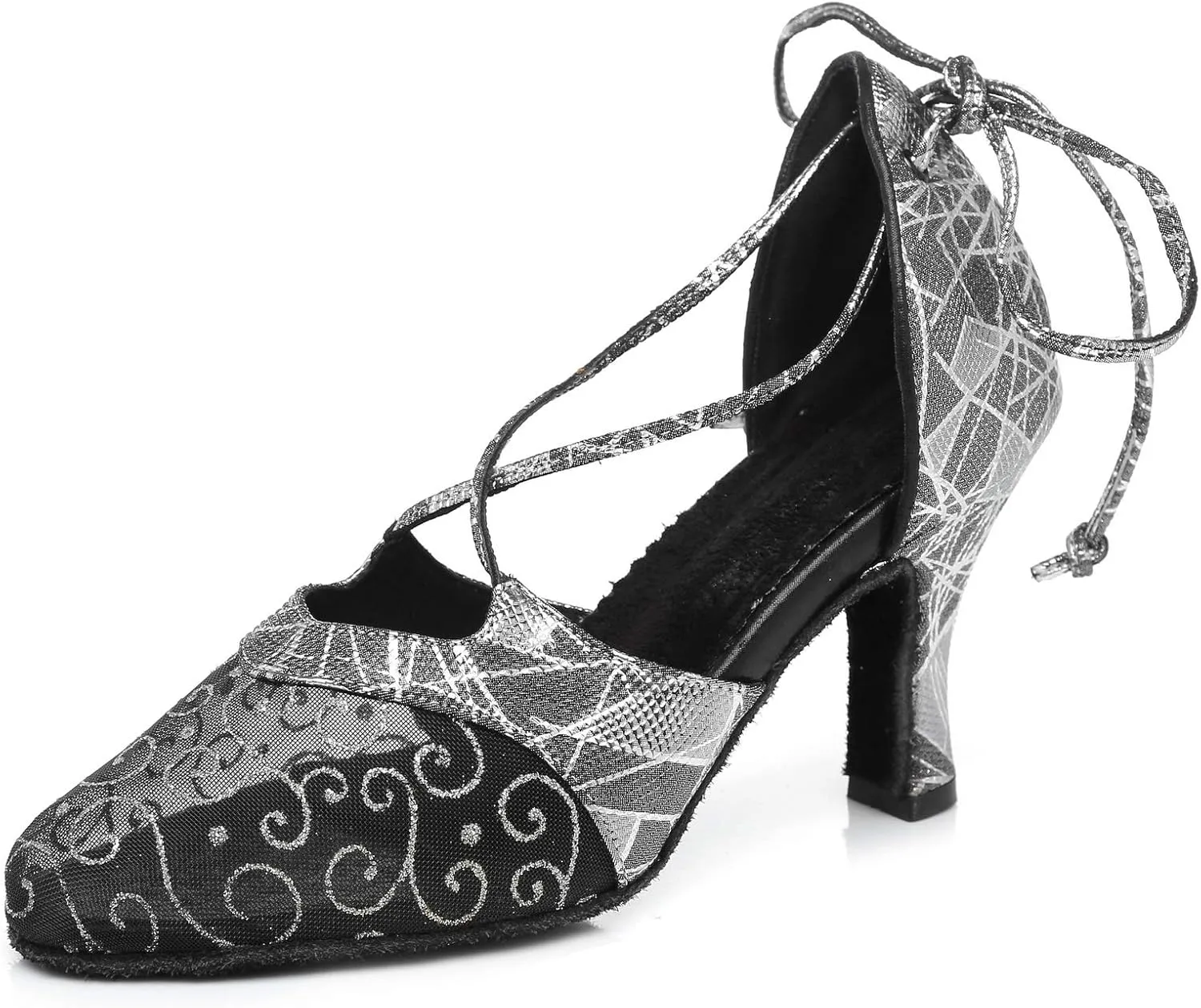 Women's Suede Sole Ballroom Dance Shoes Latin Salsa Glitter Performance Dance Shoes for 1920s
