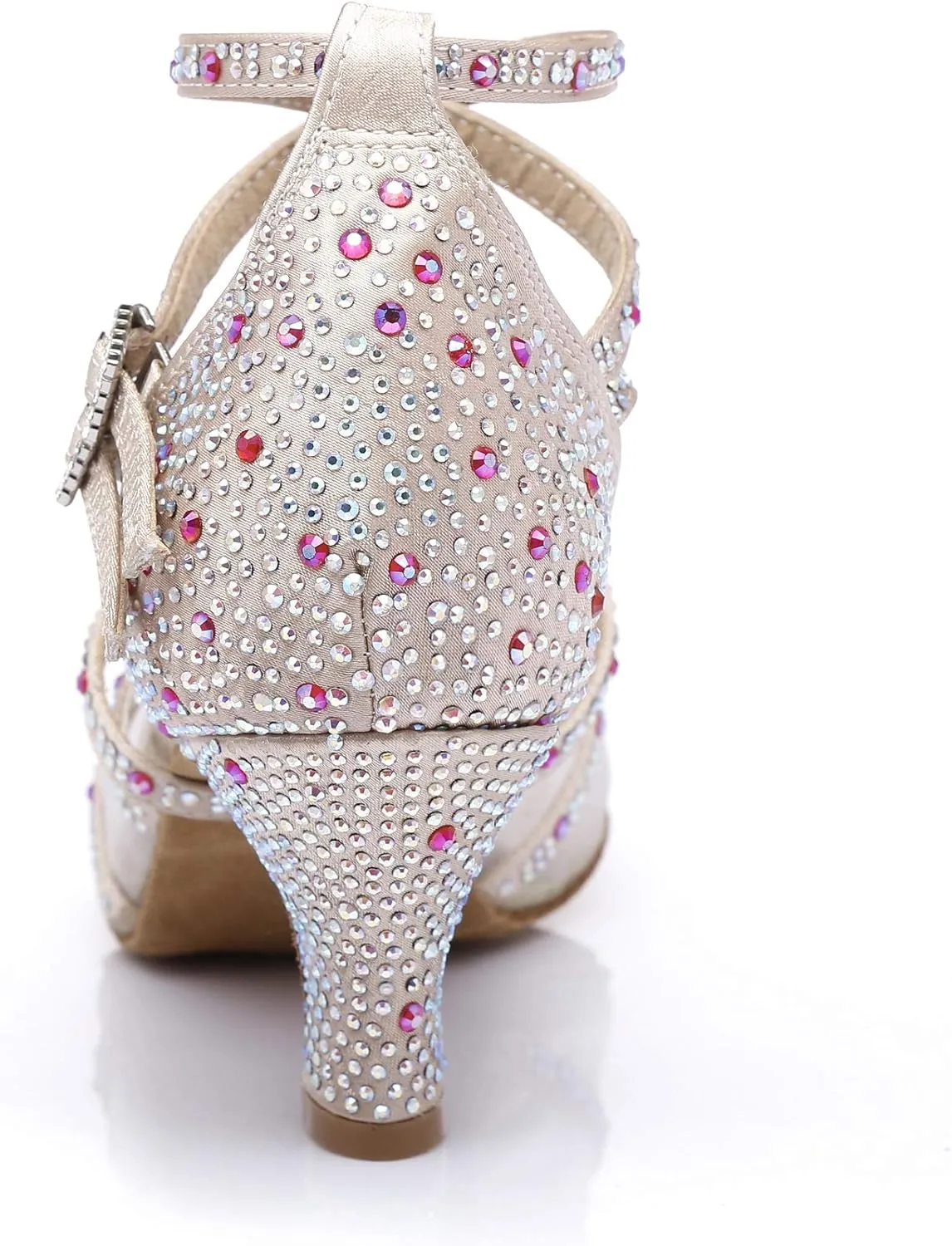 Women's Suede Sole Rhinestone Ballroom Dance Shoes Latin Salsa Glitter Performance Dance Shoes