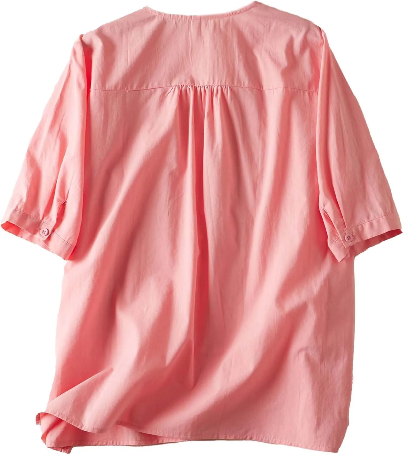 Women's Summer Flora Embroidered Tops V Neck Short Sleeve Tunic Tops for Women Cotton Blouses Boho Loose Fit Tunic Tshirts