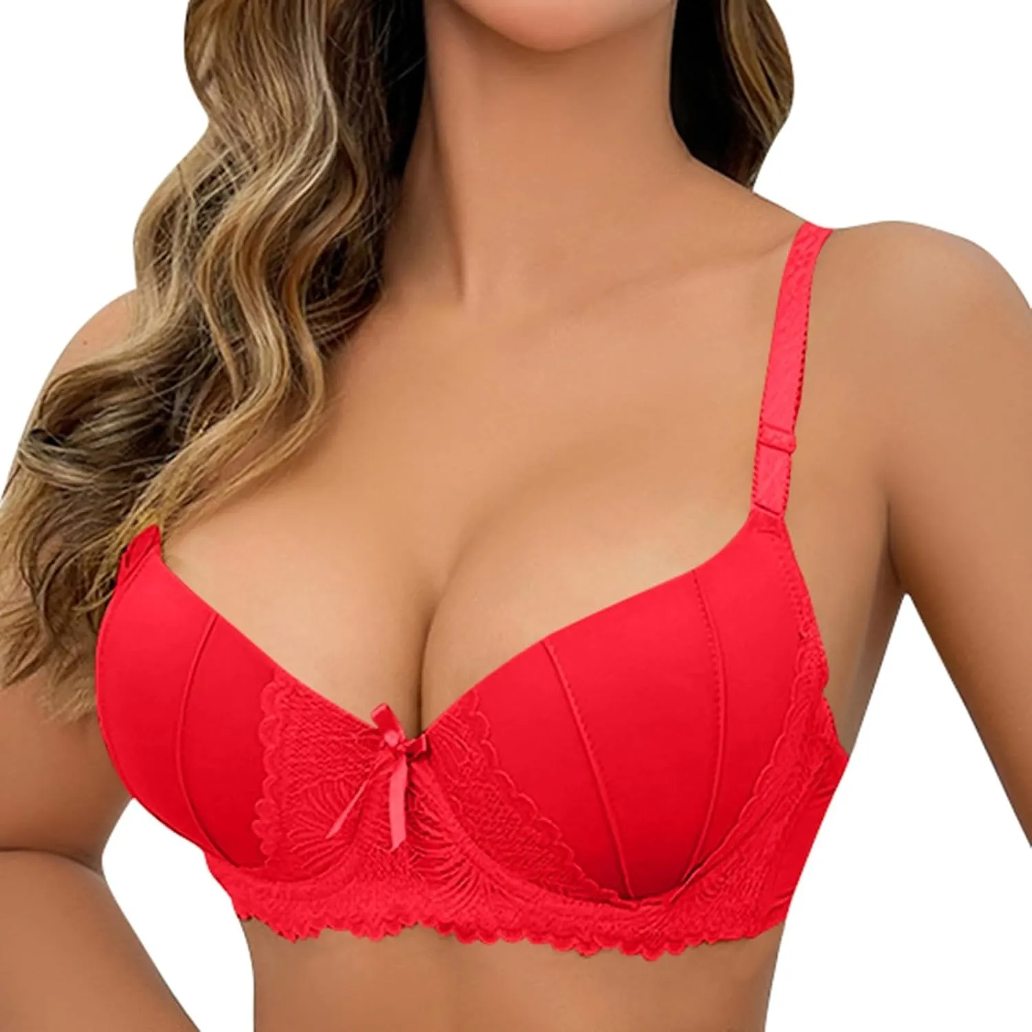 Women's Underwire Demi Bra with Push-up Cups Padded T Shirt Bras for Women Push Up Comfort Underwire Brassiere