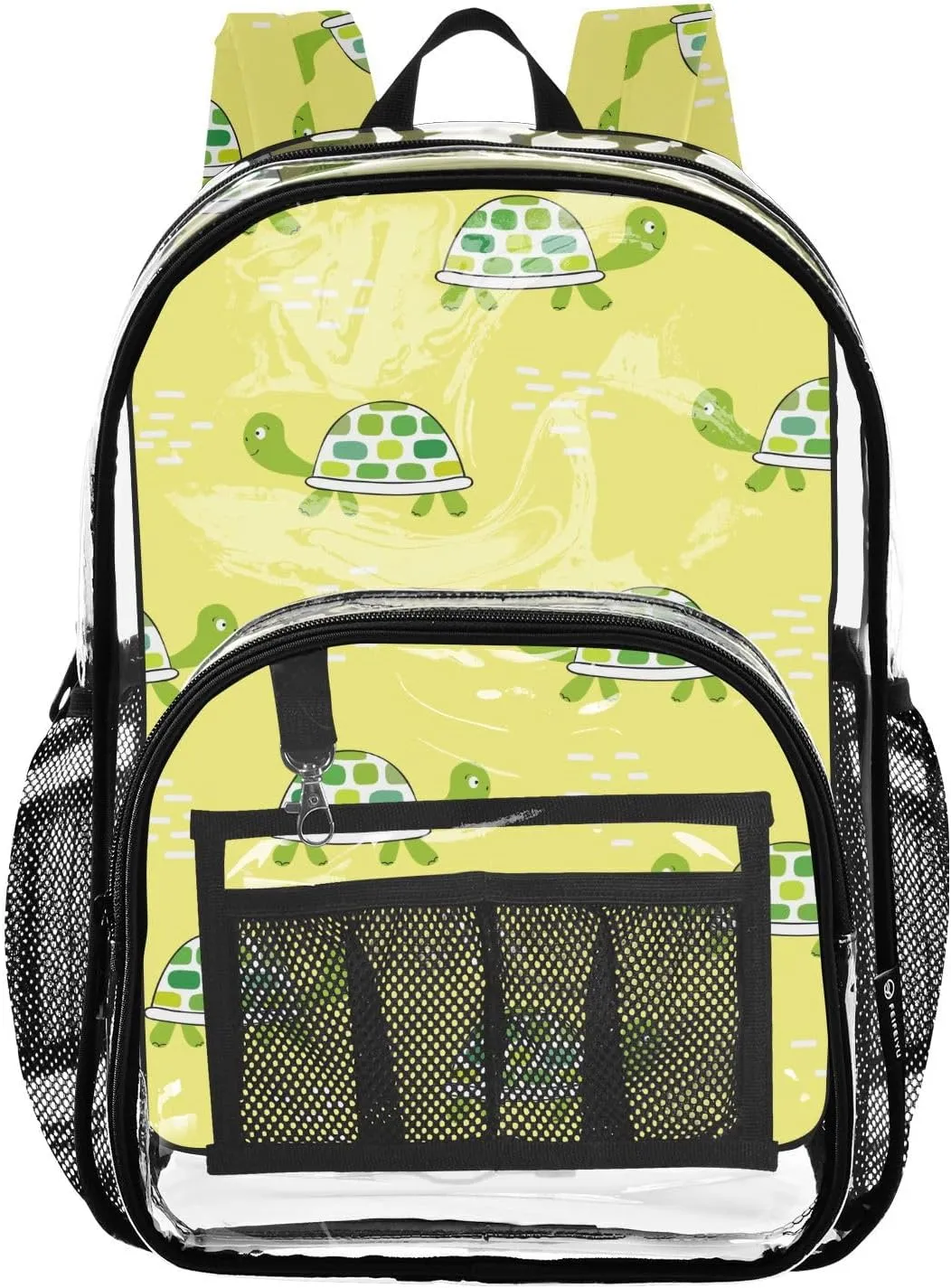 Yellow Sea Turtle Clear Backpack PVC Backpacks for Kids Girls Boys Transparent Bookbag Plastic Toddler Daypack Bags for Teens Students Women Men Travel