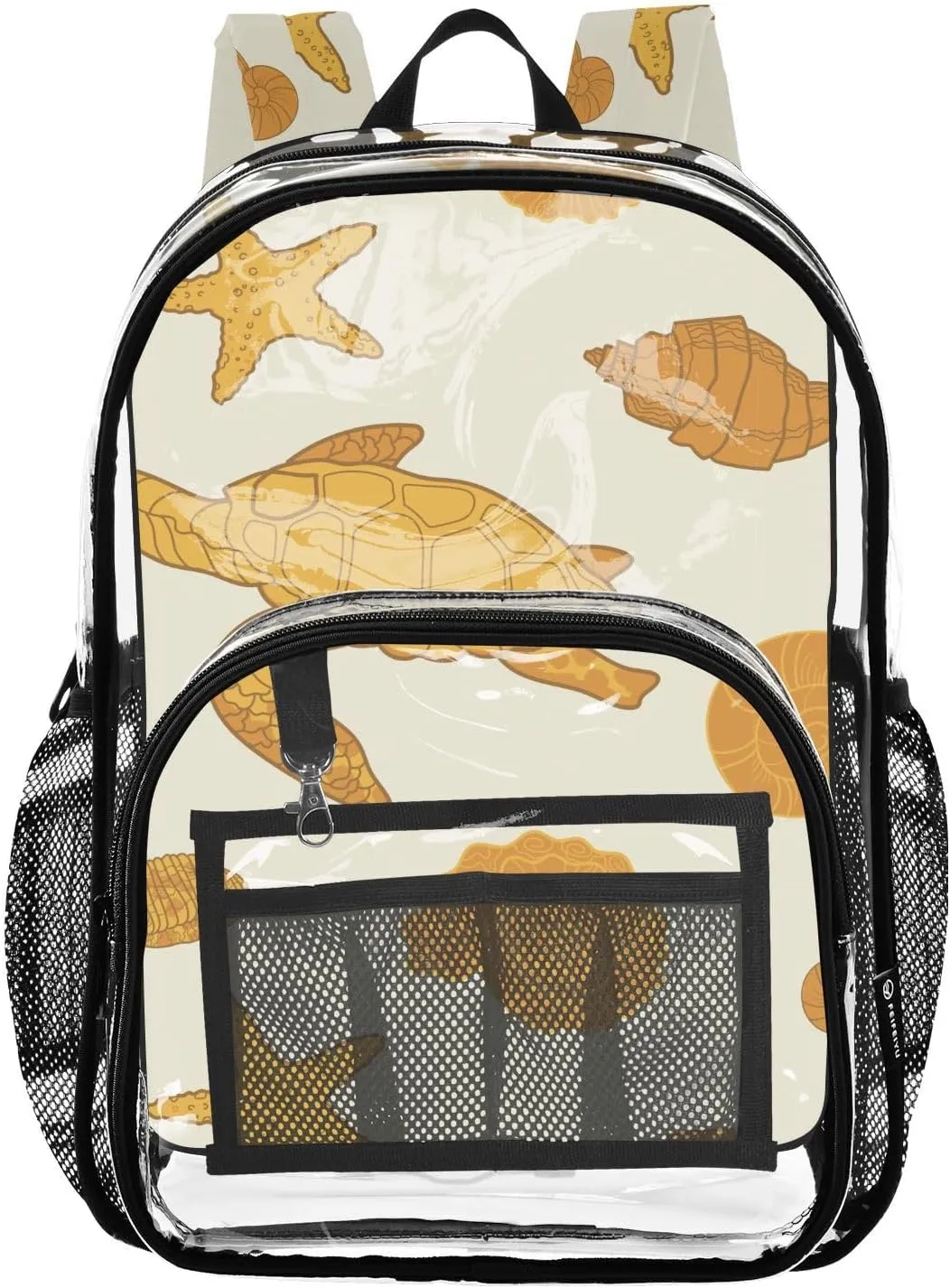 Yellow Sea Turtles Clear Backpack Transparent Bookbag for Girls Boys Kids Bag PVC Waterproof Bag See Through Backpack for School Stadium Travel College