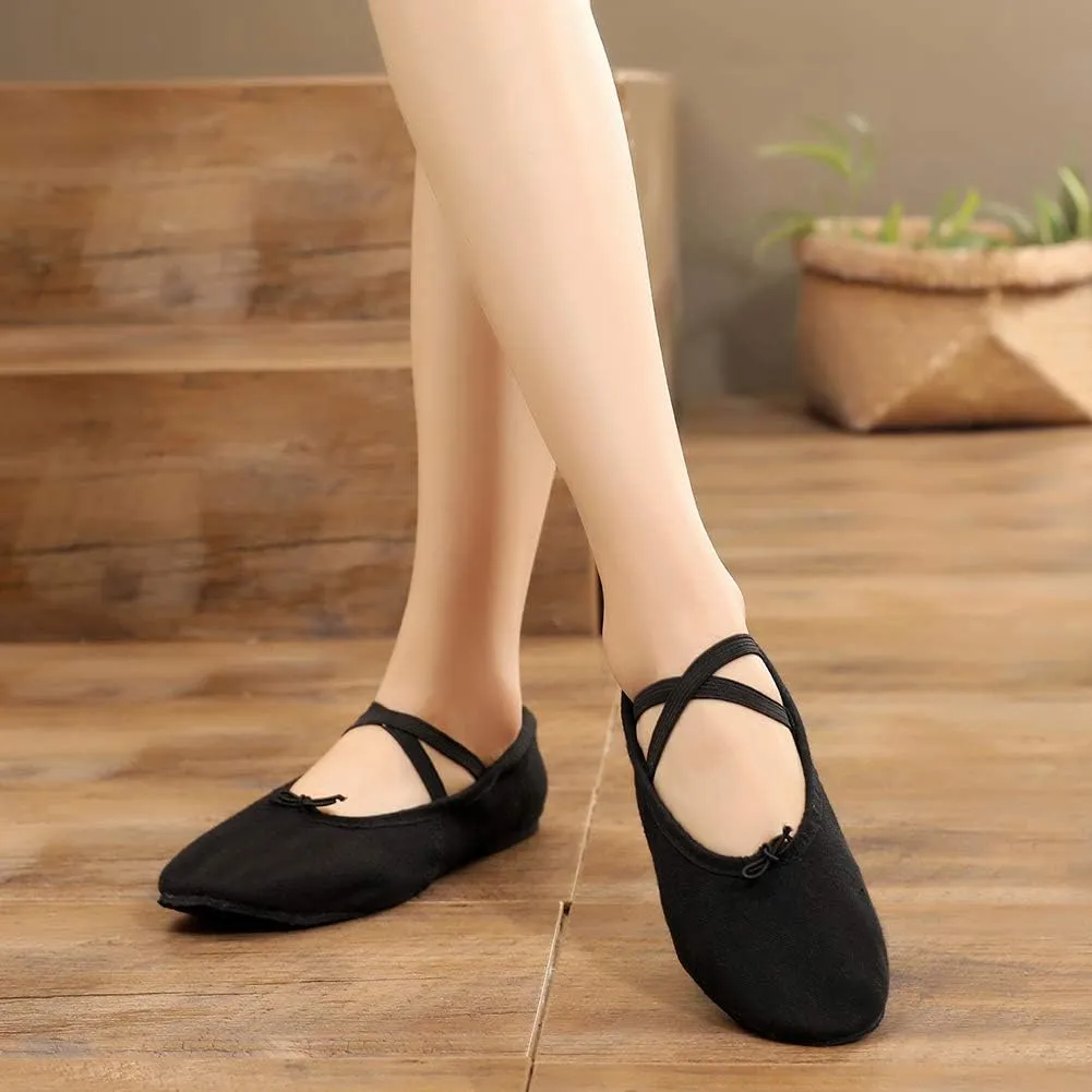 YKXLM Canvas Jazz Slip-On Dance Shoes for Adult Women,Model MFFBJSX