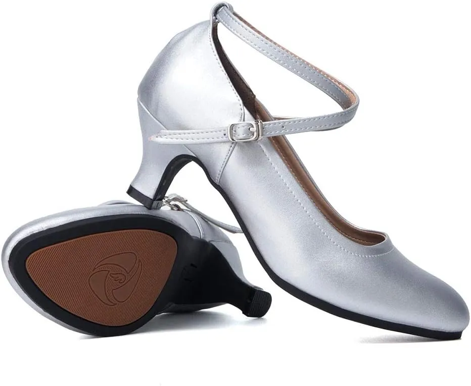 YKXLM Character Shoes for Women Low Heel Modern Dance Shoes Closed Toe Ballroom Dance Shoes,Model AS-KM815