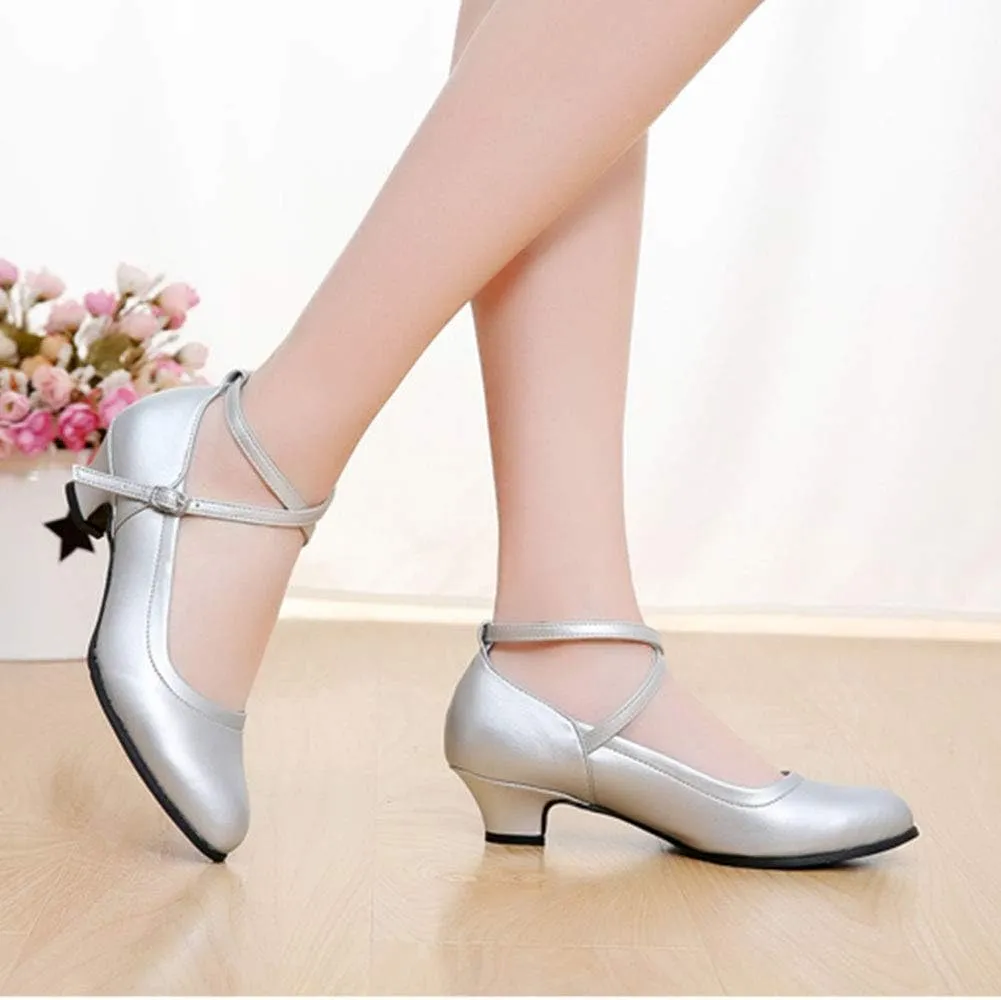 YKXLM Character Shoes for Women Low Heel Modern Dance Shoes Closed Toe Ballroom Dance Shoes,Model AS-KM815