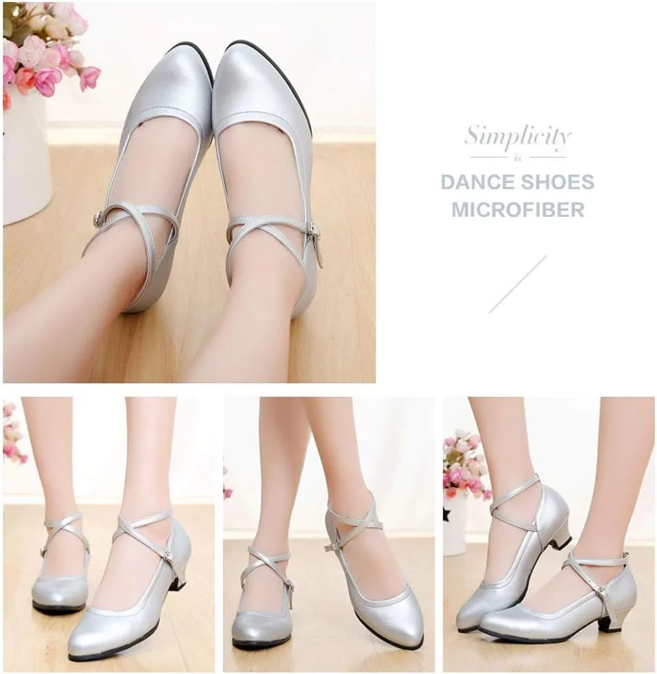 YKXLM Character Shoes for Women Low Heel Modern Dance Shoes Closed Toe Ballroom Dance Shoes,Model AS-KM815