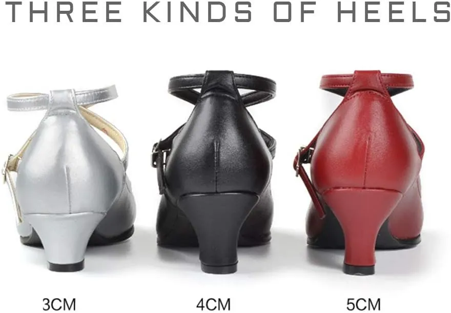 YKXLM Character Shoes for Women Low Heel Modern Dance Shoes Closed Toe Ballroom Dance Shoes,Model AS-KM815