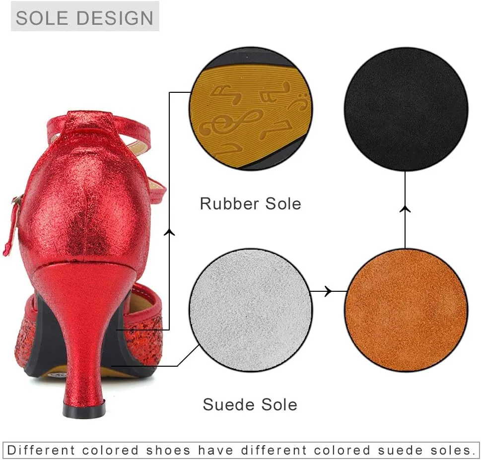 YKXLM Closed Toe Ballroom Dance Shoes Low Heel Character Shoes Dancing Pump for Women and Girls,DY115