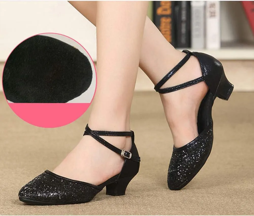 YKXLM Closed Toe Dance Shoes for Women Ballroom Dance Shoes Character Party Prom Dancing Pump,DY225