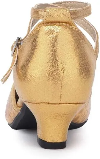 YKXLM Closed Toe Salsa Dance Shoes for Women Ballroom Latin Character Dance Shoes,DY113