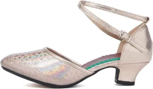 YKXLM Closed Toe Salsa Dance Shoes for Women Ballroom Latin Character Dance Shoes,DY113