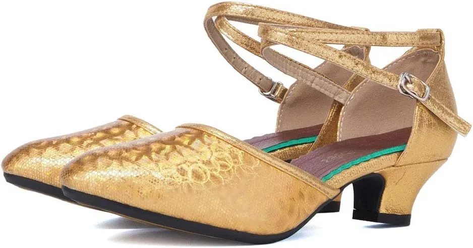 YKXLM Closed Toe Salsa Dance Shoes for Women Ballroom Latin Character Dance Shoes,DY113
